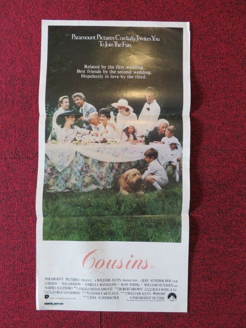 COUSINS FOLDED AUSTRALIAN DAYBILL POSTER Ted Danson Isabella Rossellini 1989 Movie posters