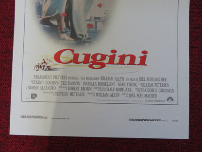COUSINS ITALIAN LOCANDINA POSTER TED DANSON ISABELLA ROSSELLINI 1989 Rendezvous Cinema Movie posters