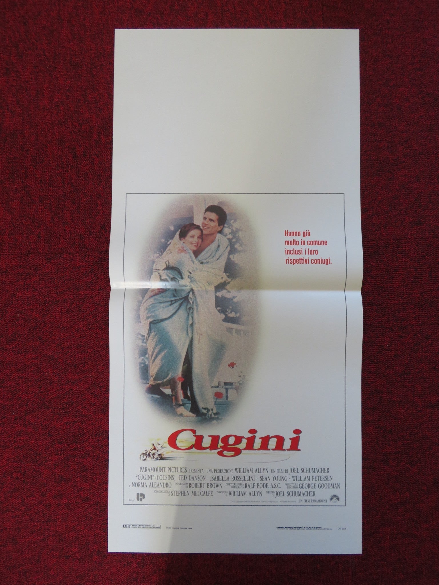 COUSINS ITALIAN LOCANDINA POSTER TED DANSON ISABELLA ROSSELLINI 1989 Rendezvous Cinema Movie posters