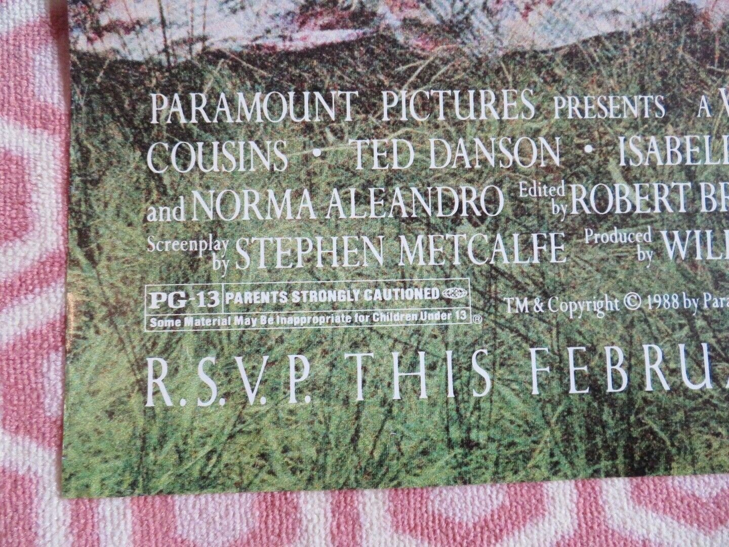 COUSINS US ONE SHEET POSTER TED DANSON ISABELLA ROSSELLINI 1989 Movie posters