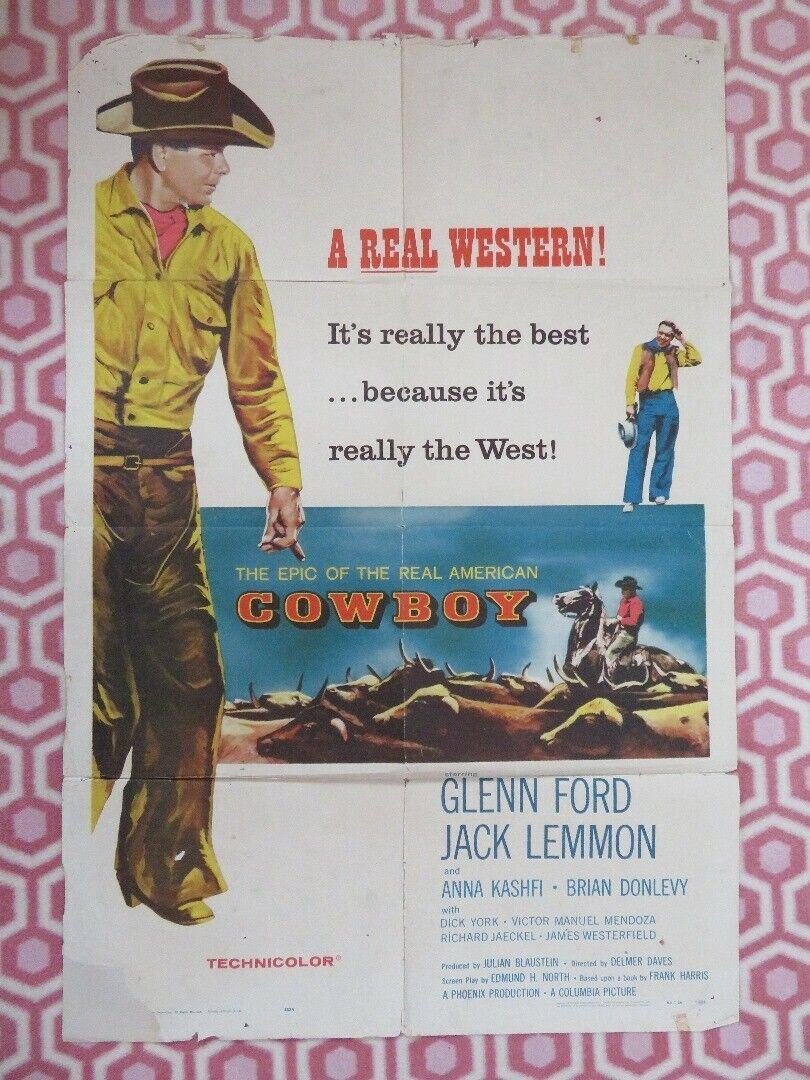 COWBOY US ONE SHEET POSTER GLENN FORD JACK LEMMON 1958 Movie posters