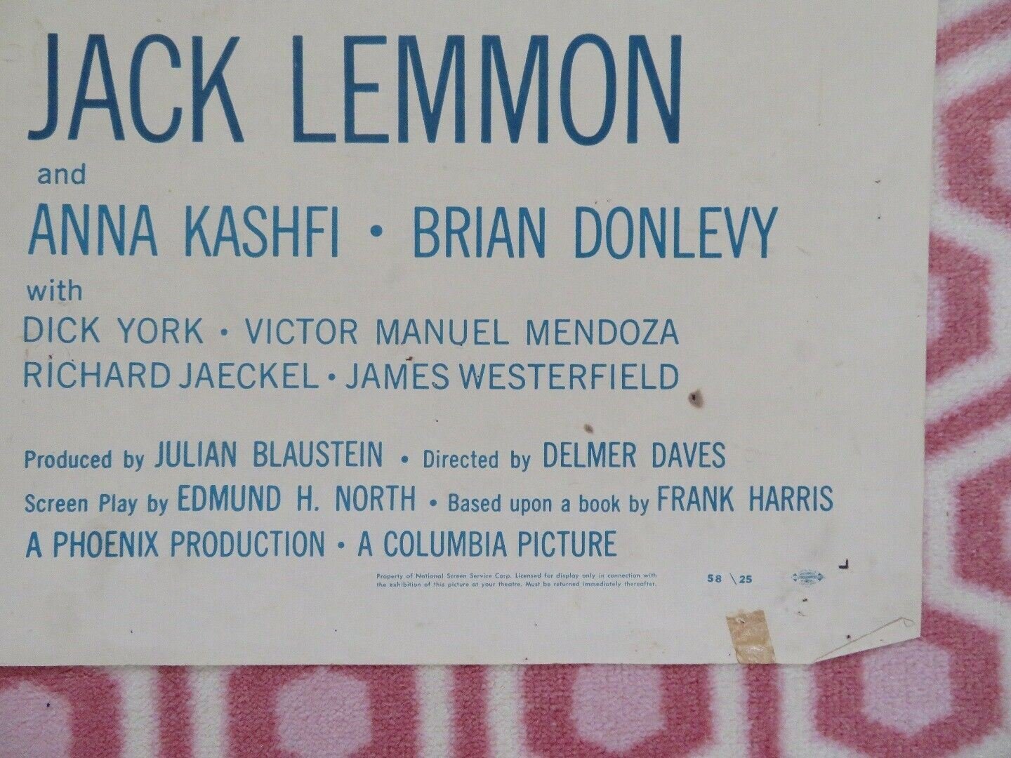 COWBOY US ONE SHEET POSTER GLENN FORD JACK LEMMON 1958 Movie posters