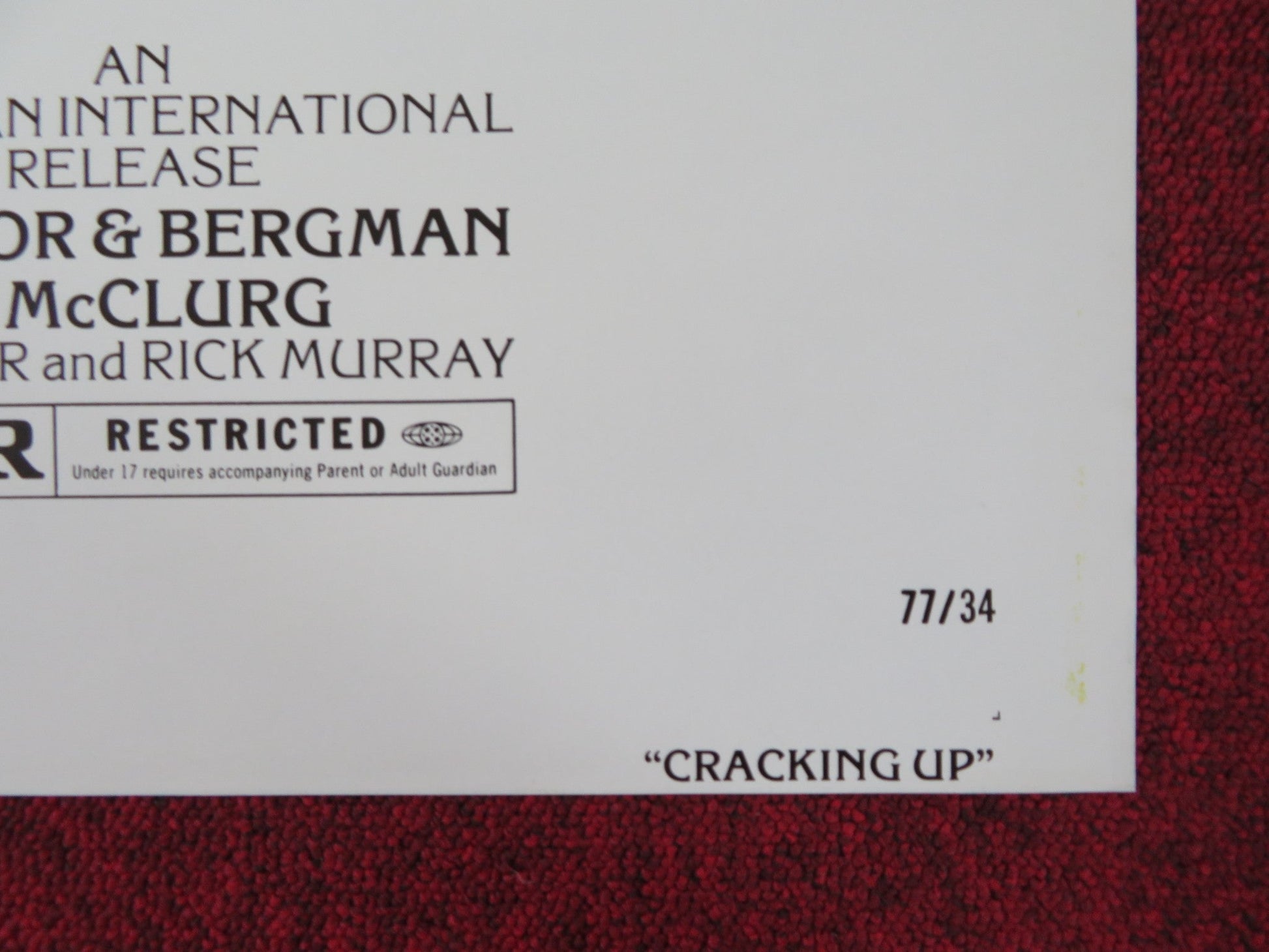 CRACKING UP FOLDED US ONE SHEET POSTER MICHAEL MISLOVE FRED WILLARD 1977 Rendezvous Cinema Movie posters