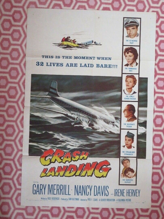 CRASH LANDING 1958 US ONE SHEET POSTER GARY MERRILL NANCY DAVIS RARE Movie posters