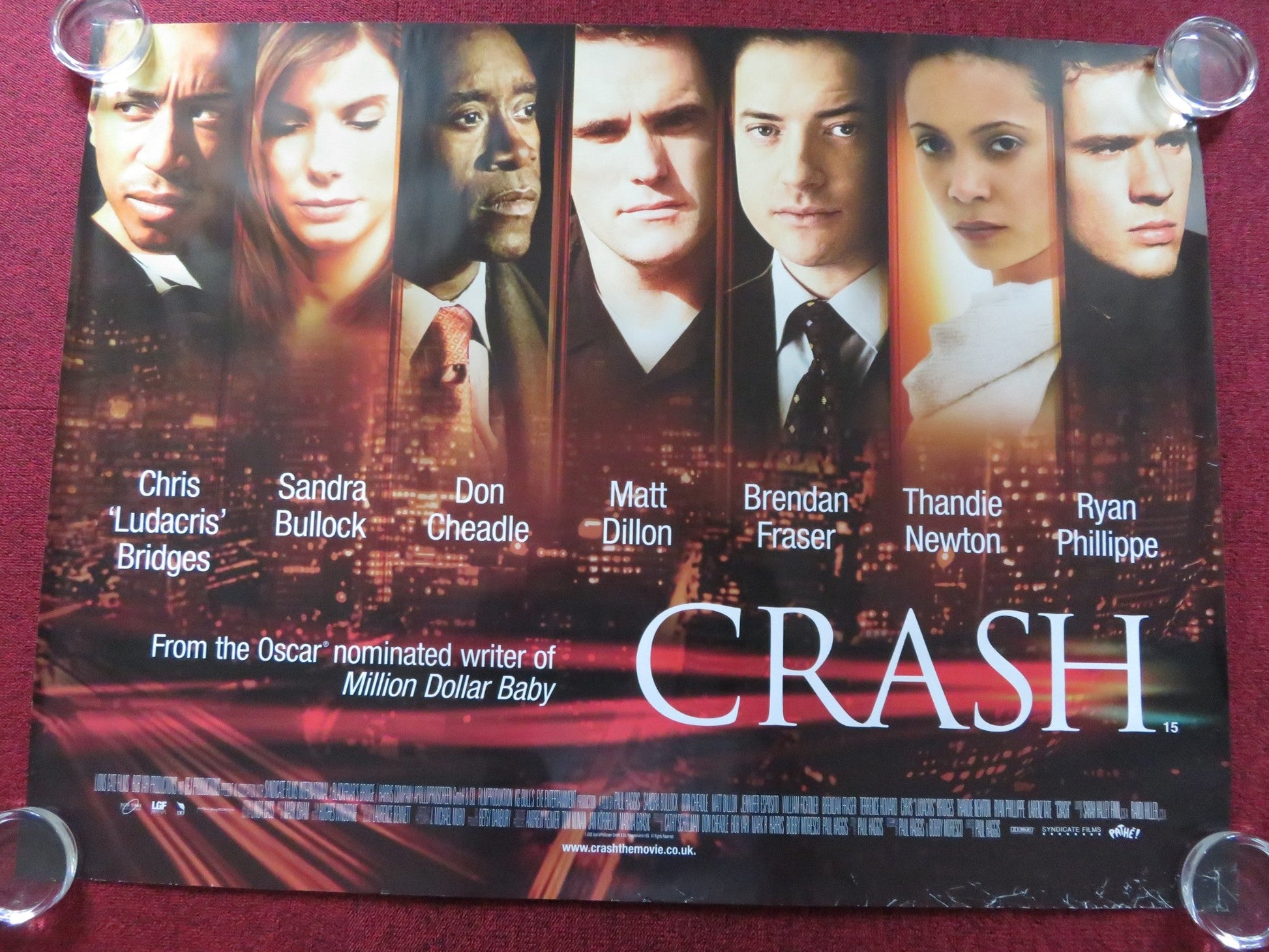 CRASH UK QUAD ROLLED POSTER SANDRA BULLOCK DON CHEADLE 2005 Rendezvous Cinema Movie posters