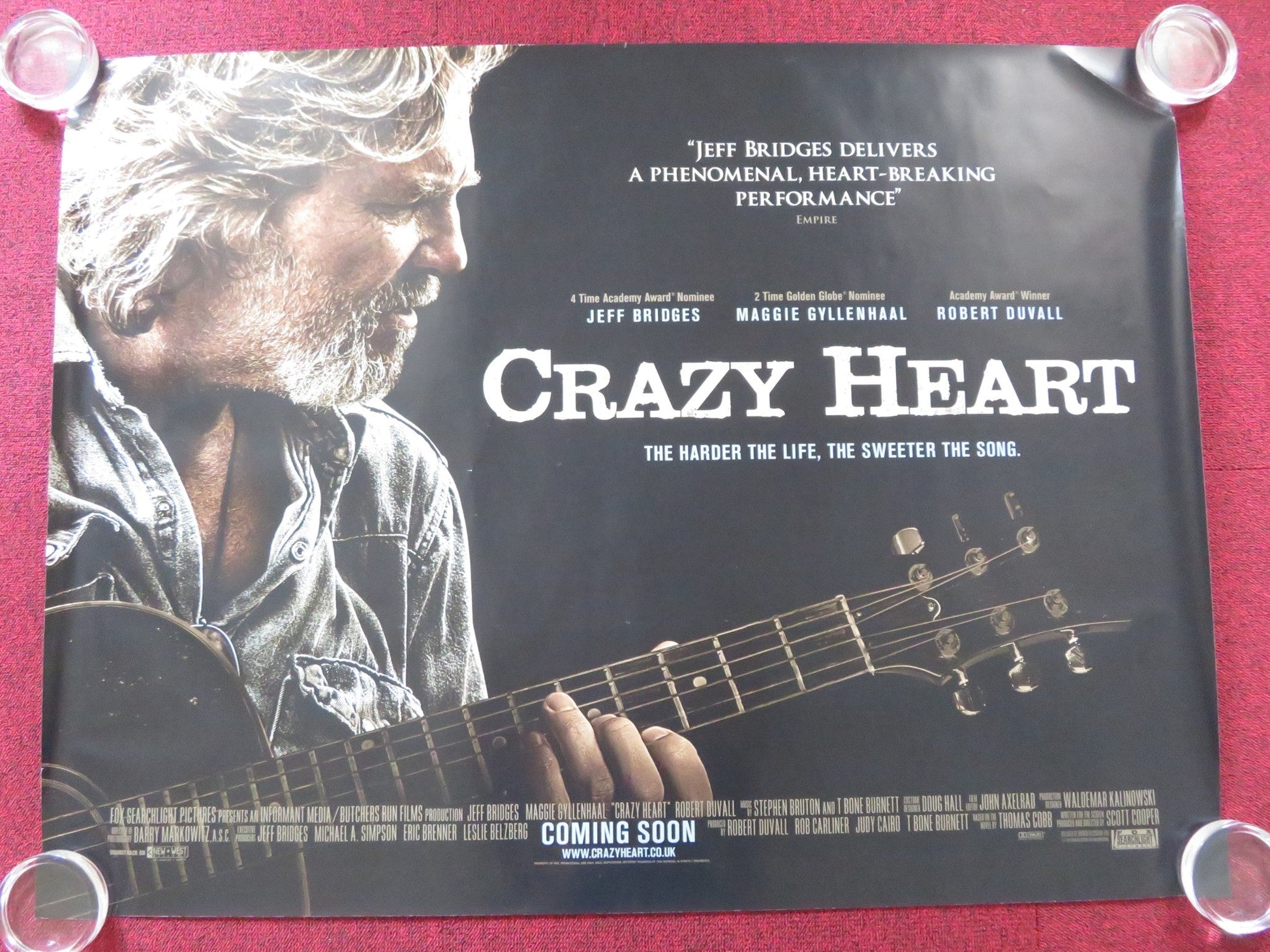 CRAZY HEART UK QUAD (30"x 40") ROLLED POSTER JEFF BRIDGES JAMES KEANE 2009 Rendezvous Cinema Movie posters