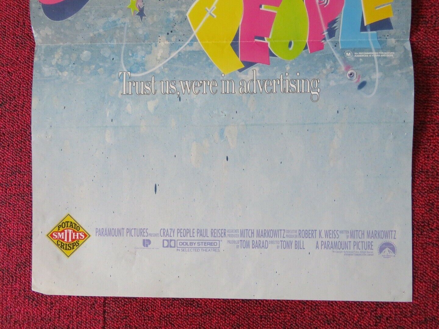 CRAZY PEOPLE FOLDED AUSTRALIAN DAYBILL POSTER DUDLEY MOORE DARYL HANNAH 1990 Movie posters