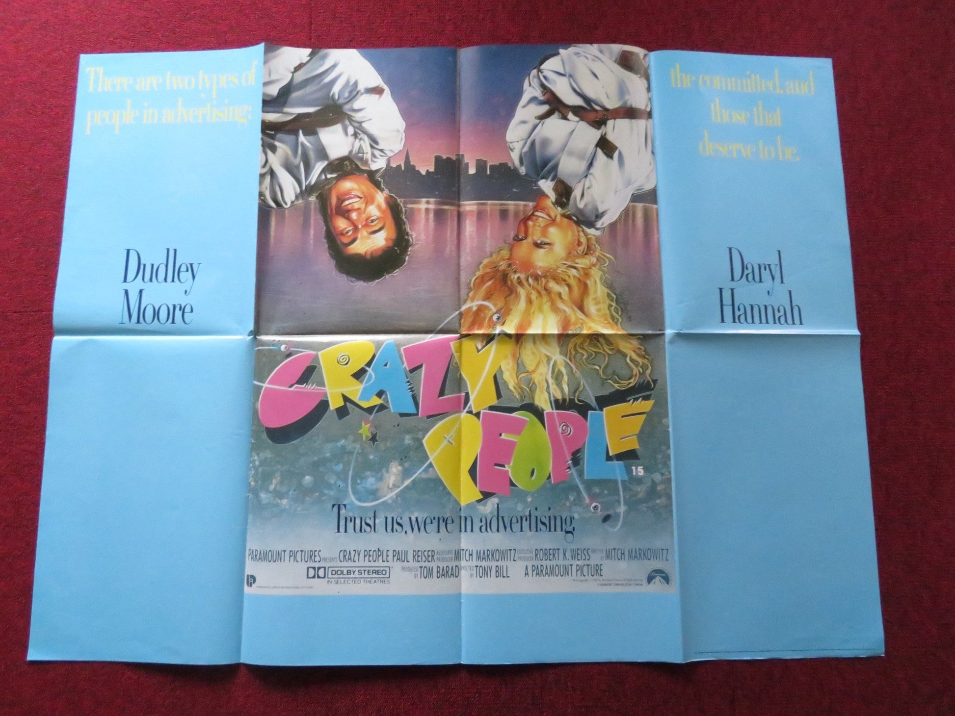 CRAZY PEOPLE UK QUAD POSTER FOLDED DUDLEY MOORE DARYL HANNAH 1990 Rendezvous Cinema Movie posters
