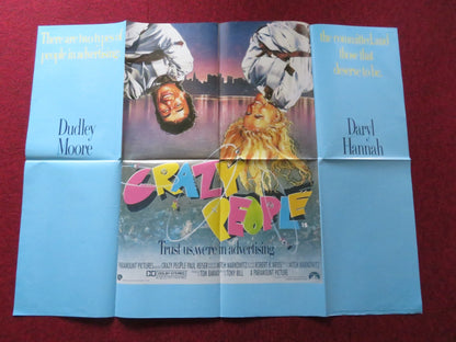 CRAZY PEOPLE UK QUAD POSTER FOLDED DUDLEY MOORE DARYL HANNAH 1990 Rendezvous Cinema Movie posters