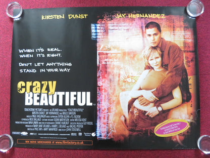 CRAZY/BEAUTIFUL UK QUAD (30"x 40") ROLLED POSTER KIRSTEN DUNST J. HERNANDEZ 2001 Rendezvous Cinema Movie posters