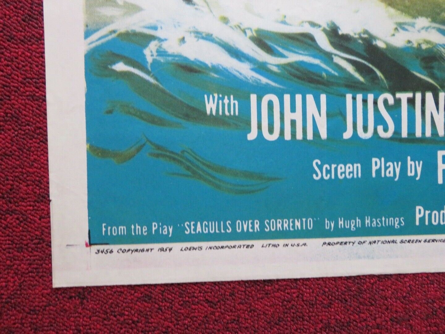 CREST OF THE WAVE FOLDED US ONE SHEET POSTER GENE KELLY JOHN JUSTIN 1954 Movie posters