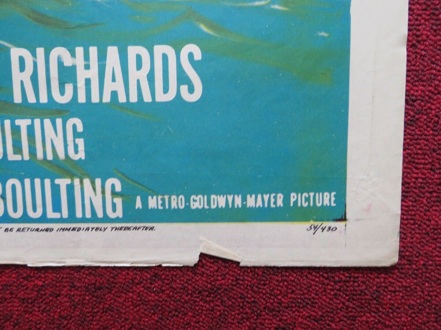 CREST OF THE WAVE FOLDED US ONE SHEET POSTER GENE KELLY JOHN JUSTIN 1954 Movie posters