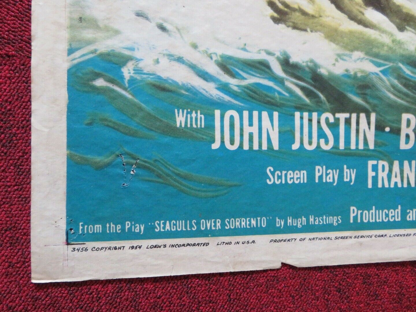 CREST OF THE WAVE FOLDED US ONE SHEET POSTER GENE KELLY JOHN JUSTIN 1954 Movie posters