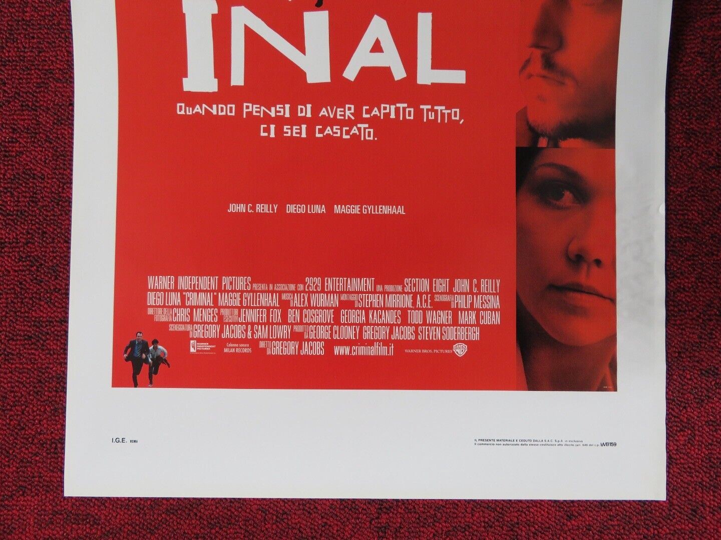 CRIMINAL ITALIAN LOCANDINA (27.5"x13") POSTER JOHN C. REILLY DIEGO LUNA 2004 Movie posters