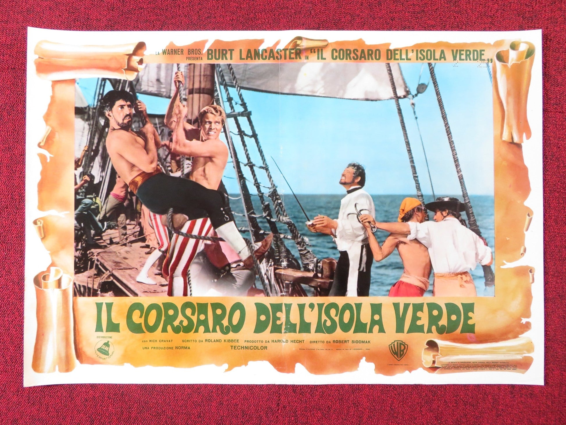 CRIMSON PIRATE - D ITALIAN FOTOBUSTA POSTER BURT LANCASTER NICK CRAVAT 1952R Rendezvous Cinema Movie posters