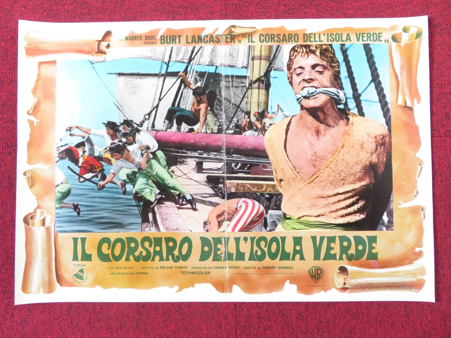 CRIMSON PIRATE - G ITALIAN FOTOBUSTA POSTER BURT LANCASTER NICK CRAVAT 1952R Rendezvous Cinema Movie posters