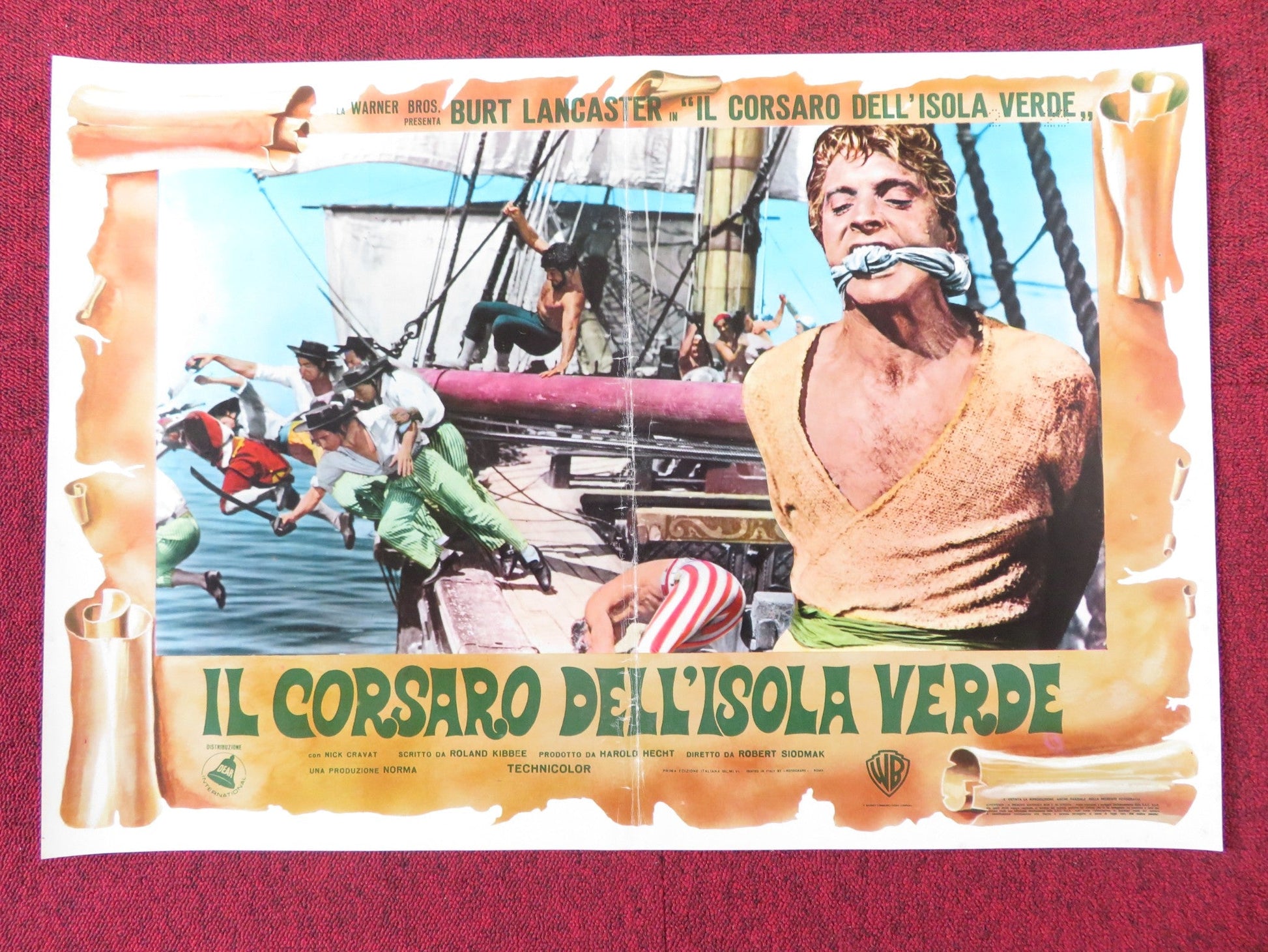 CRIMSON PIRATE - G ITALIAN FOTOBUSTA POSTER BURT LANCASTER NICK CRAVAT 1952R Rendezvous Cinema Movie posters