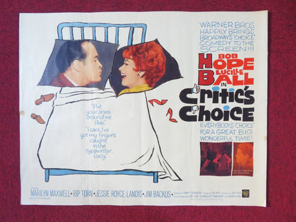 CRITIC'S CHOICE HALF SHEET (22"x 28") POSTER BOB HOPE LUCILLE BALL 1963 Rendezvous Cinema Movie posters