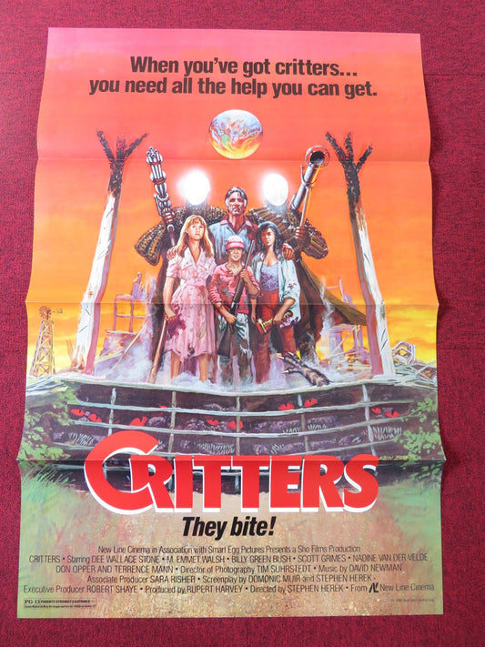 CRITTERS US TRI FOLDED ONE SHEET ROLLED POSTER DEE WALLACE M. EMMET WALSH 1986 Rendezvous Cinema Movie posters