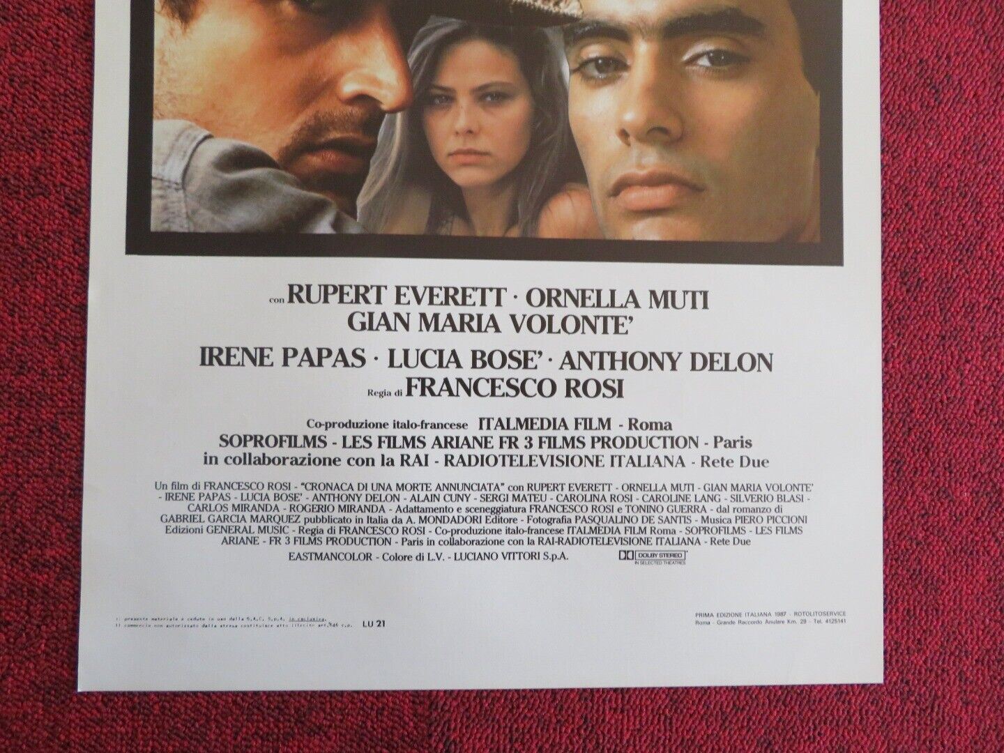 CRONACA DI UNA MORTE ANNUNCIATAl ITALIAN LOCANDINA (27.5"x13") POSTER 1987 Movie posters