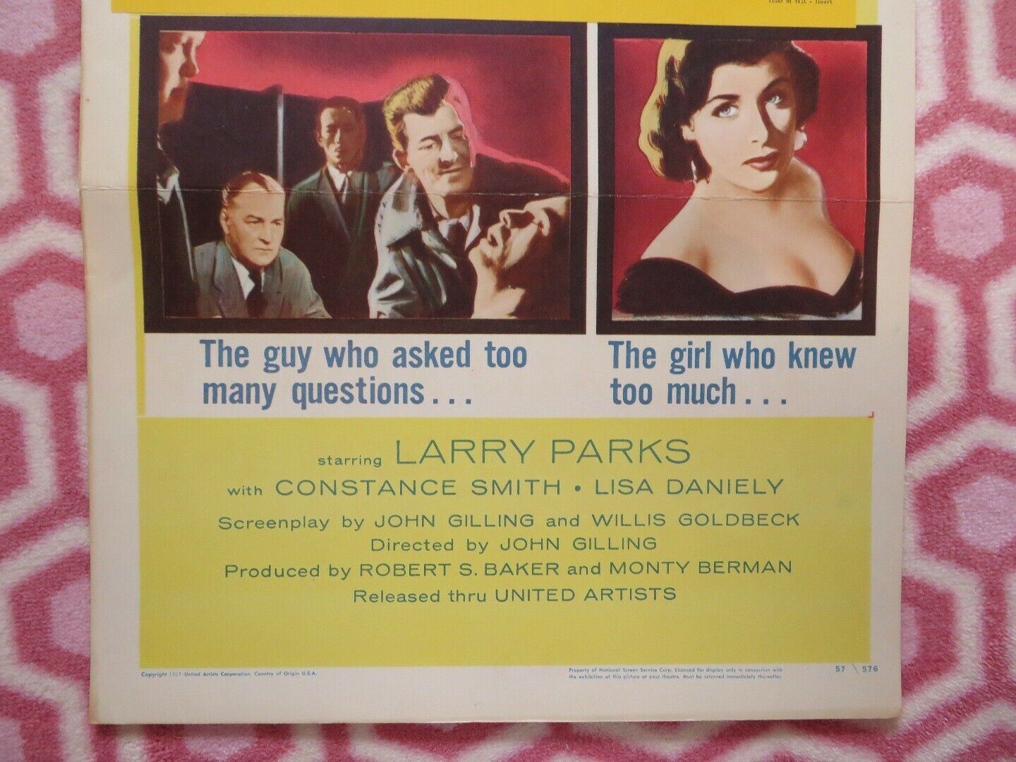 CROSS - UP/ tiger by the tail US INSERT (14"x 36") POSTER LARRY PARKS 1958 Movie posters