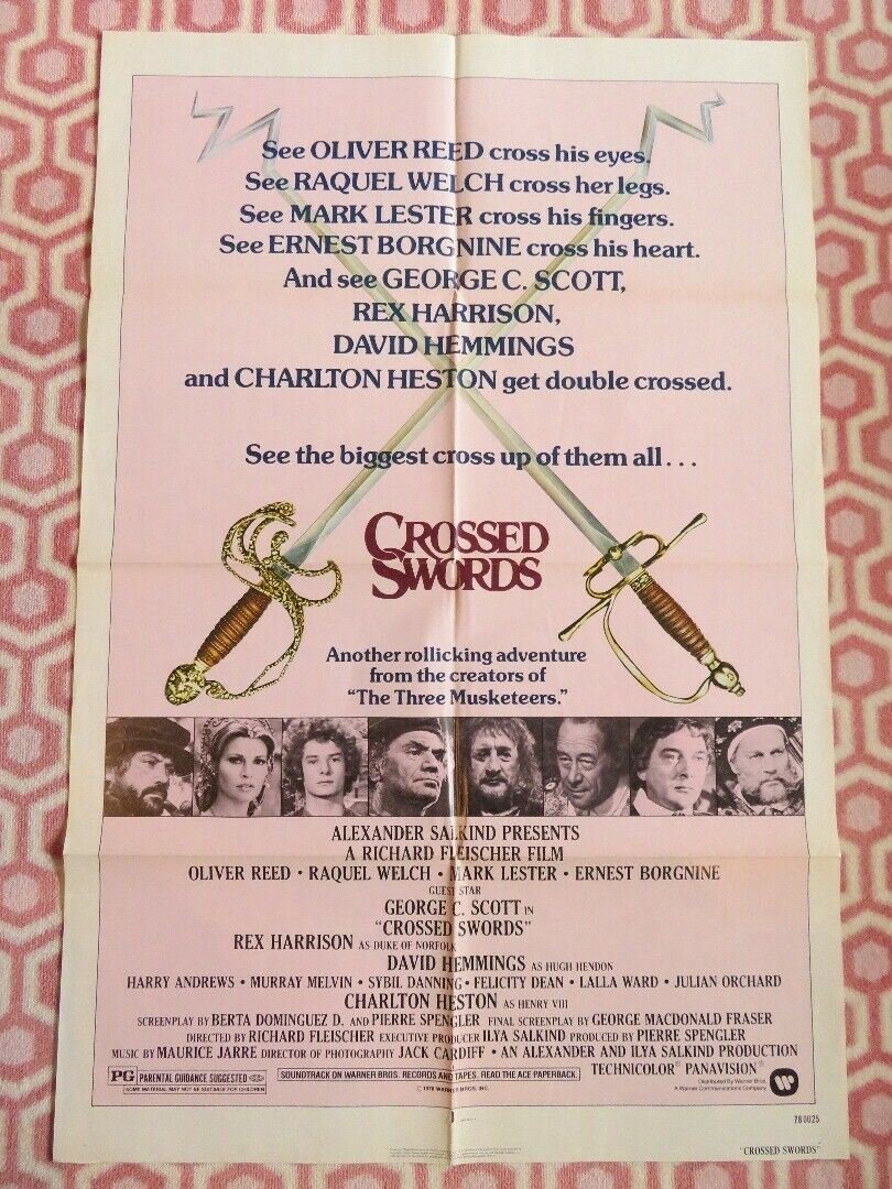 CROSSED SWORDS US ONE SHEET POSTER OLIVER REED RAQUEL WELCH MARK LESTER 1977 Movie posters