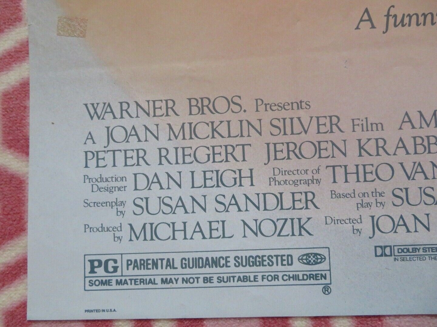 CROSSING DELANCEY US ONE SHEET POSTER AMY IRVING 1988 Rendezvous Cinema Movie posters