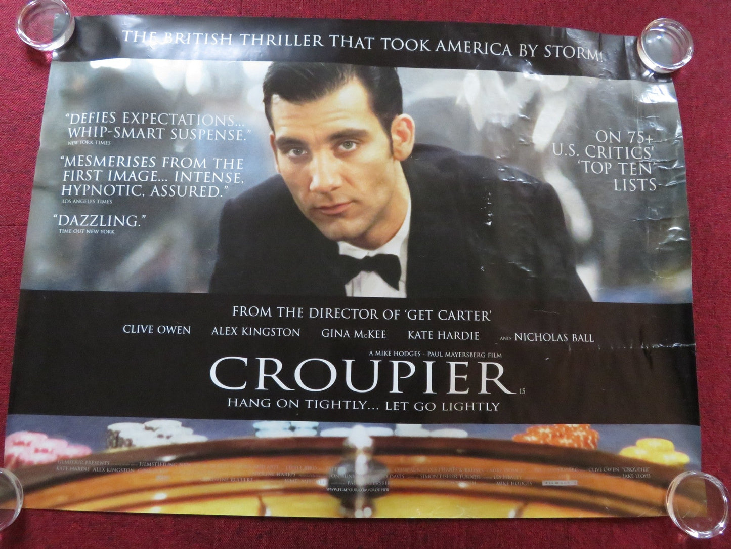 CROUPIER UK QUAD (30"x 40") ROLLED POSTER CLIVE OWEN NICK REDING 1998 Rendezvous Cinema Movie posters