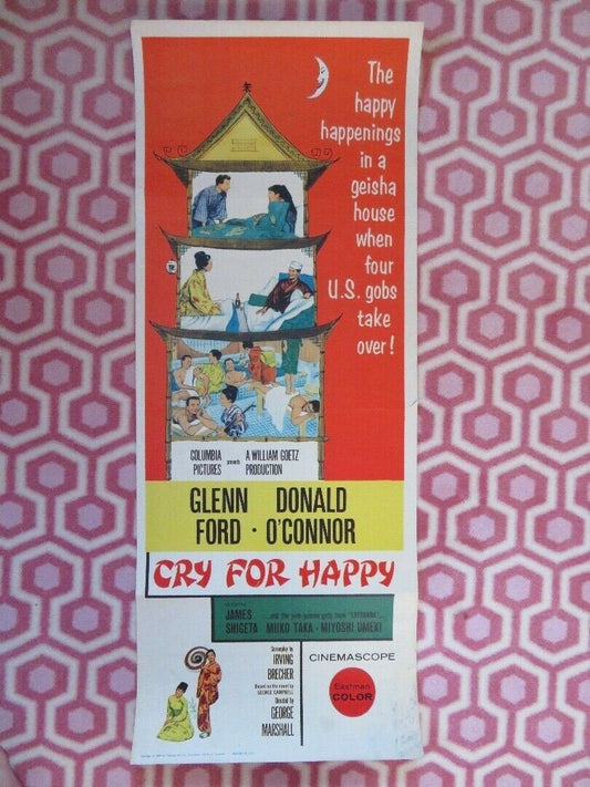 CRY FOR HAPPY US INSERT (14"x 36") POSTER GLENN FORD DONALD O'CONNOR 1960 Movie posters