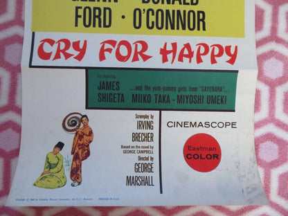 CRY FOR HAPPY US INSERT (14"x 36") POSTER GLENN FORD DONALD O'CONNOR 1960 Movie posters