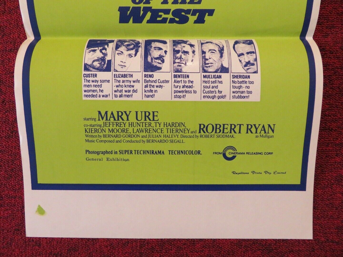 CUSTER OF THE WEST FOLDED AUSTRALIAN DAYBILL POSTER Robert Shaw 1967 Movie posters