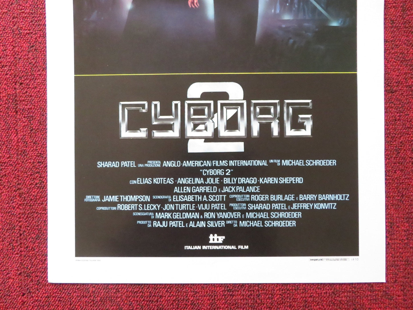 CYBORG 2: GLASS SHADOW ITALIAN LOCANDINA POSTER ANGELINA JOLIE JACK PALANCE 1993 Rendezvous Cinema Movie posters