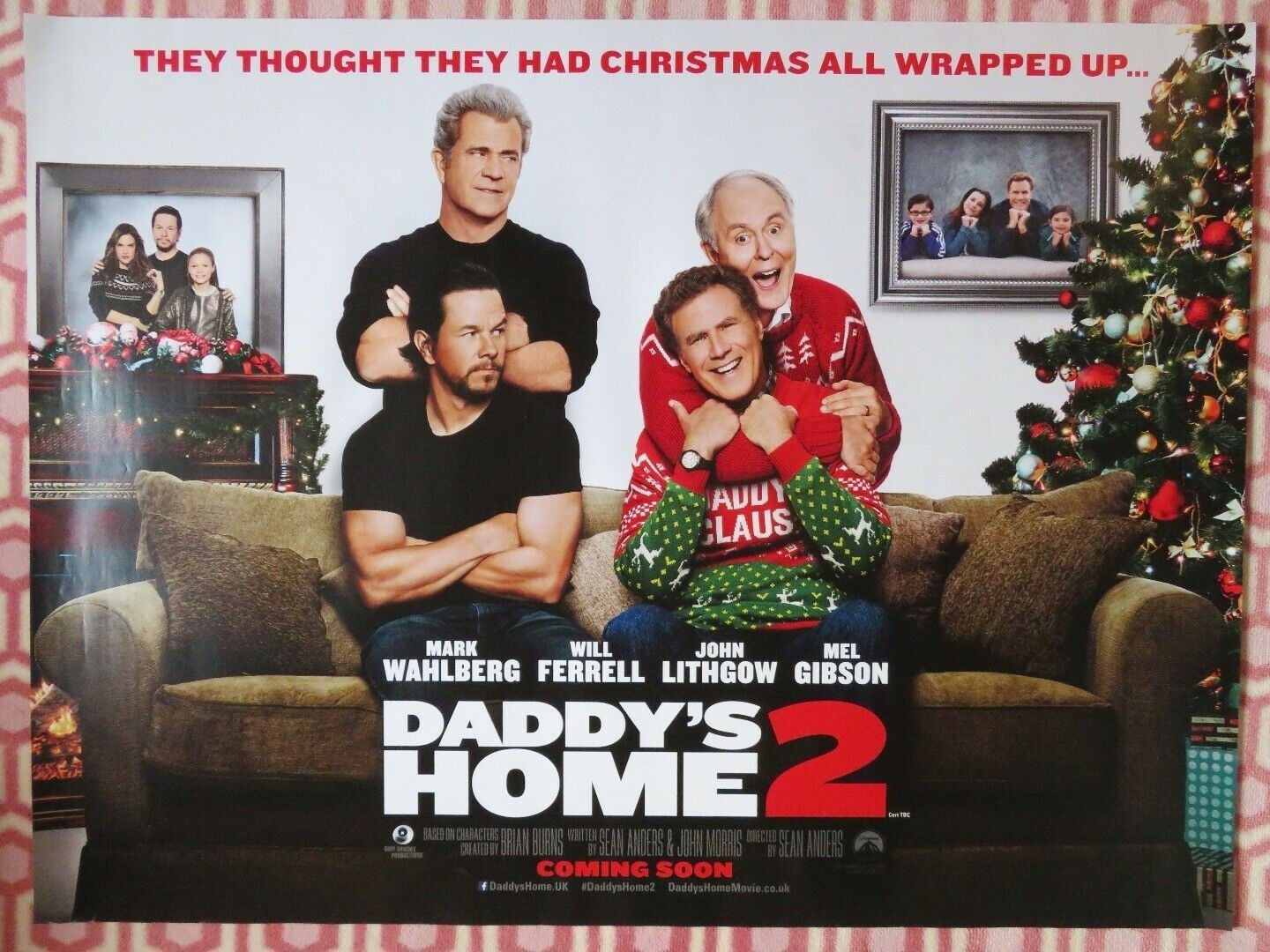 DADDY'S HOME 2 QUAD (30"x 40") ROLLED POSTER MARK WAHLBERG WILL FERRWELL 2017 Movie posters