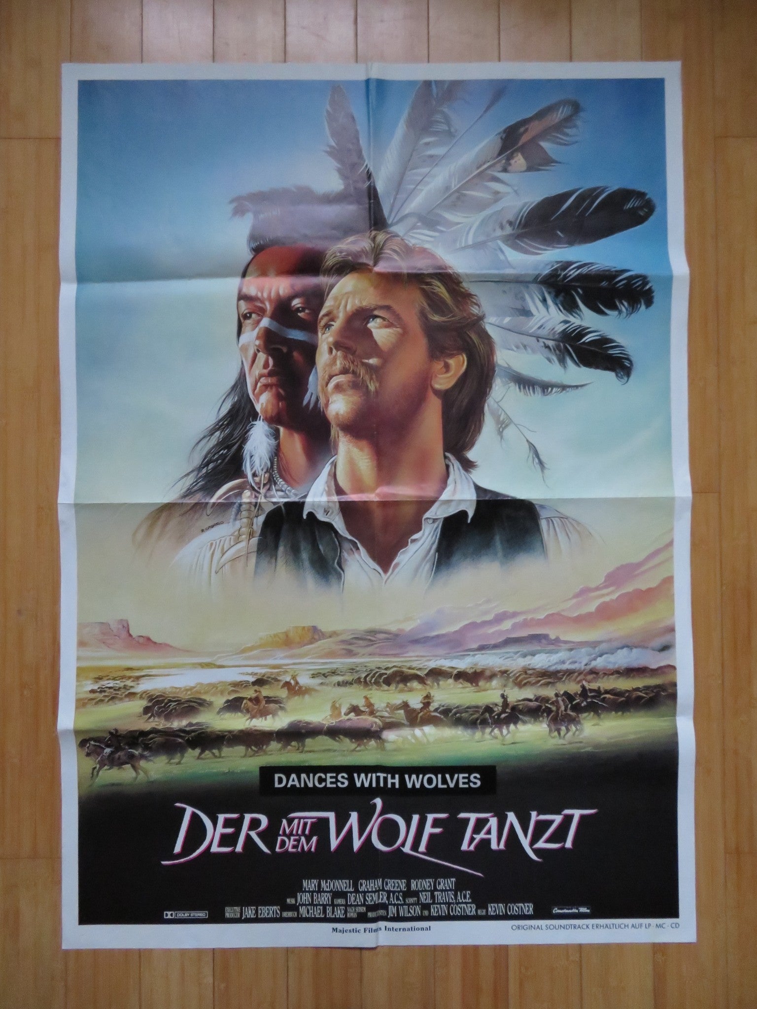 DANCES WITH WOLVES GERMAN A0 SOUNDTRACK POSTER FOLDED KEVIN COSTNER 1990 Rendezvous Cinema Movie posters