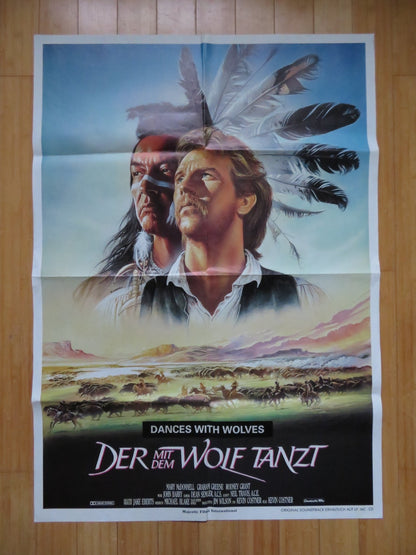 DANCES WITH WOLVES GERMAN A0 SOUNDTRACK POSTER FOLDED KEVIN COSTNER 1990 Rendezvous Cinema Movie posters