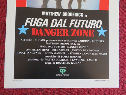 DANGER ZONE / Project X ITALIAN LOCANDINA (27.5"x13") POSTER M BRODERICK 1988 Movie posters