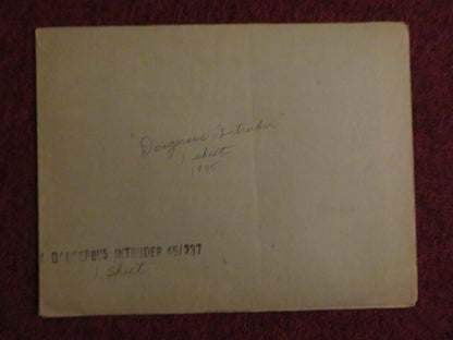 DANGEROUS INTRUDER FOLDED US ONE SHEET POSTER CHARLES ARNT VEDA ANN BORG 1945 - Rendezvous Cinema