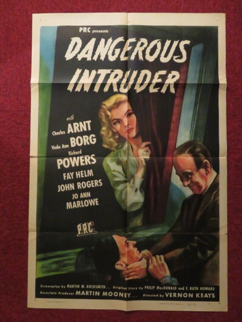 DANGEROUS INTRUDER FOLDED US ONE SHEET POSTER CHARLES ARNT VEDA ANN BORG 1945 - Rendezvous Cinema