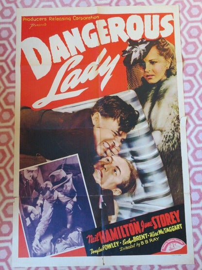 DANGEROUS LADY FOLDED US ONE SHEET POSTER NEIL HAMLITON JUNE STOREY 1941 Movie posters