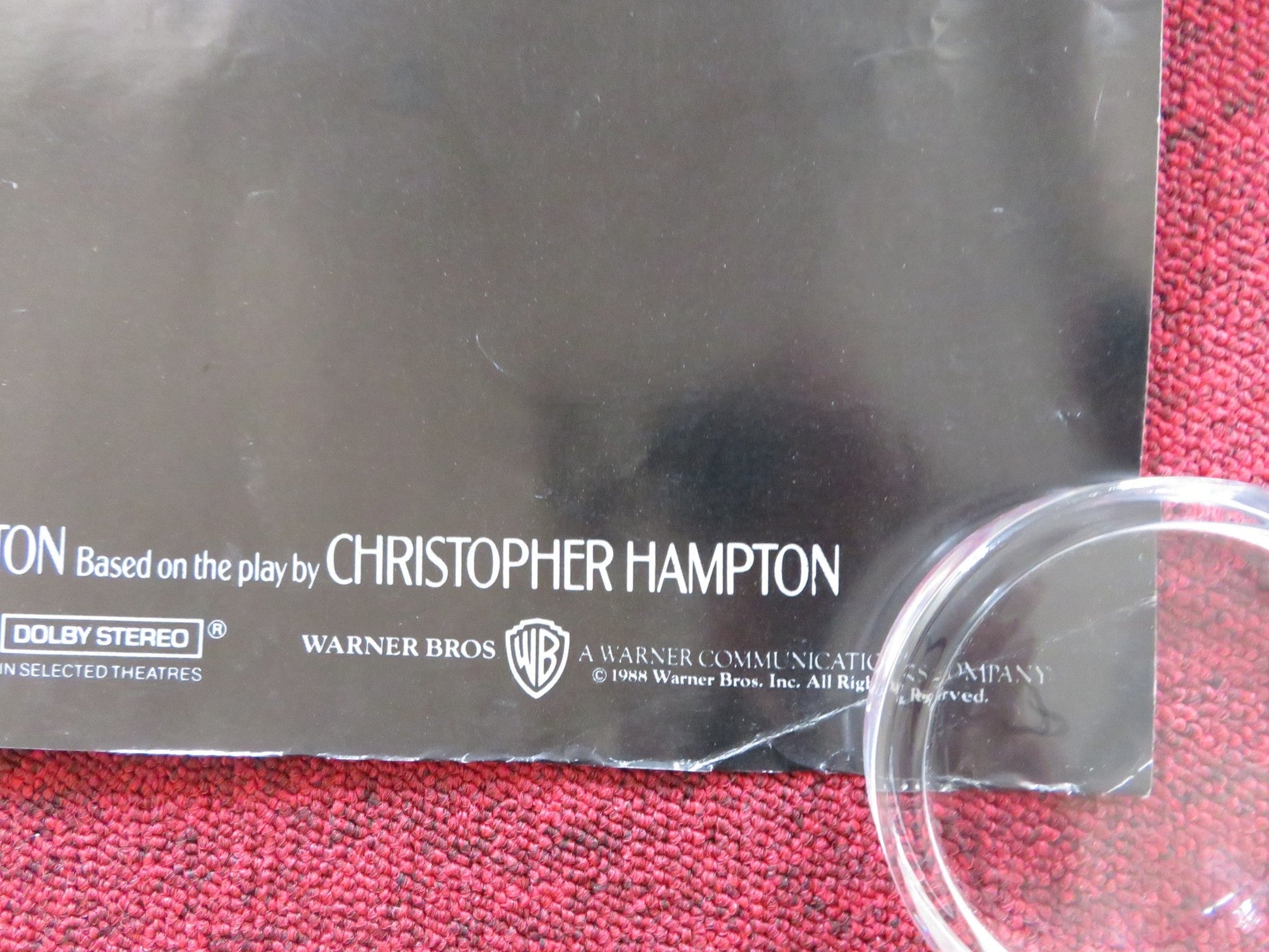 DANGEROUS LIAISONS UK QUAD (30"x 40") ROLLED POSTER GLENN CLOSE MALKOVICH 1988 Rendezvous Cinema Movie posters