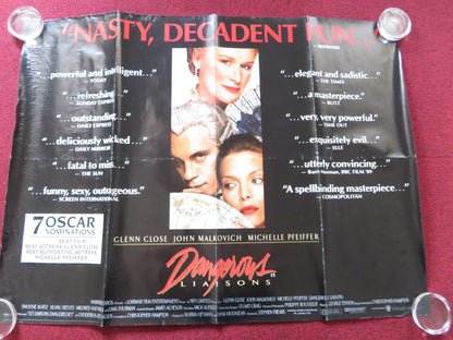 DANGEROUS LIAISONS UK QUAD (30"x 40") ROLLED POSTER GLENN CLOSE MALKOVICH 1988 Rendezvous Cinema Movie posters