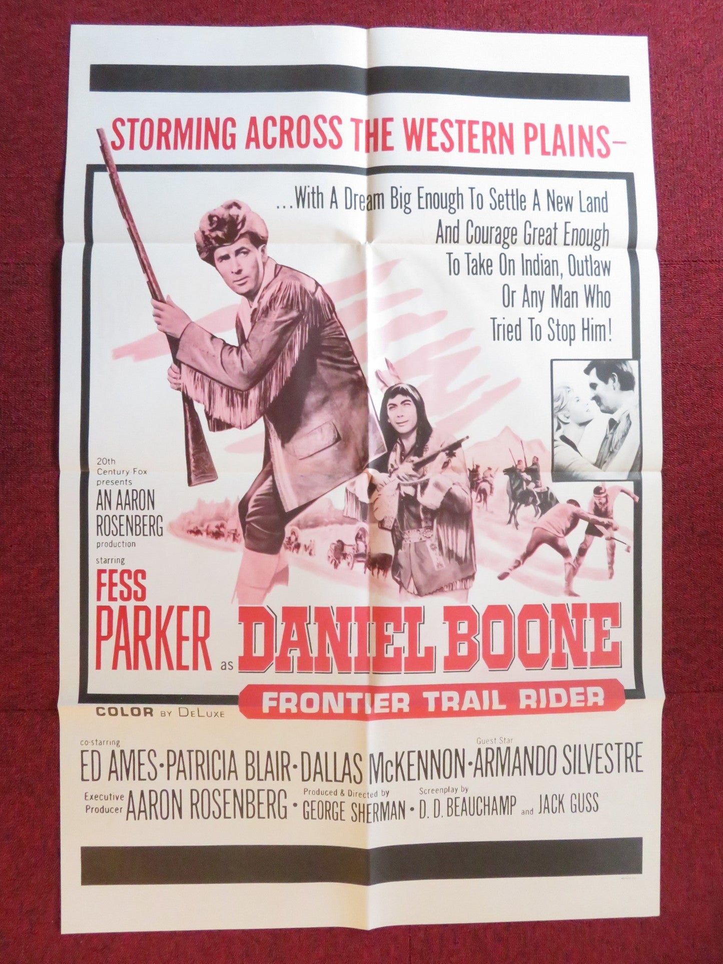DANIEL BOONE: FRONTIER TRAIL RIDER FOLDED US ONE SHEET POSTER FESS PARKER 1966 Rendezvous Cinema Movie posters