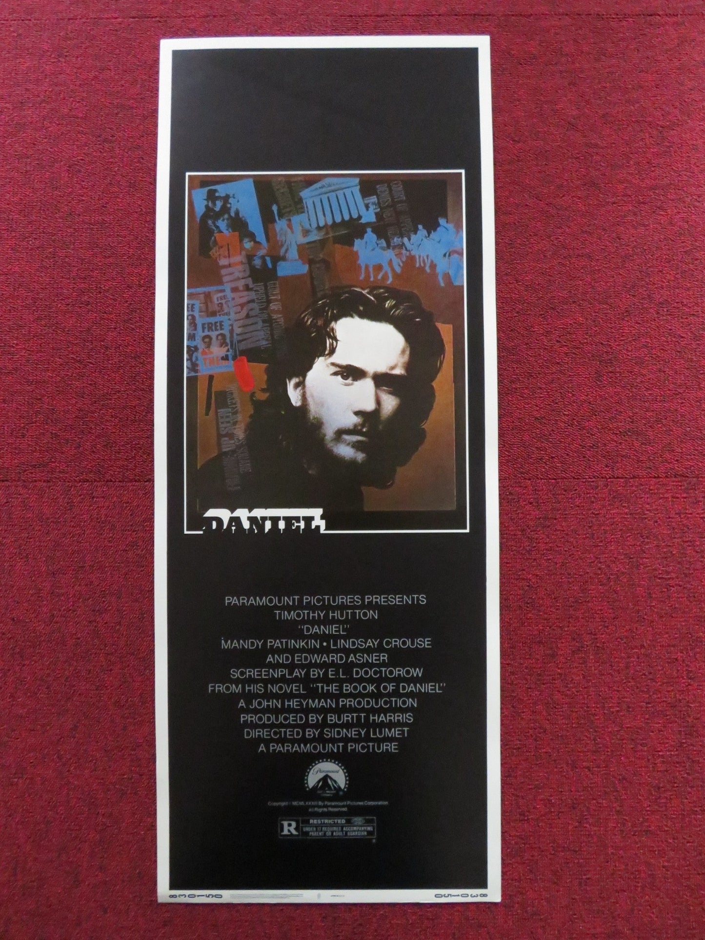 DANIEL US INSERT (14"x 36") POSTER TIMOTHY HUTTON MANDY PATINKIN 1983 Rendezvous Cinema Movie posters