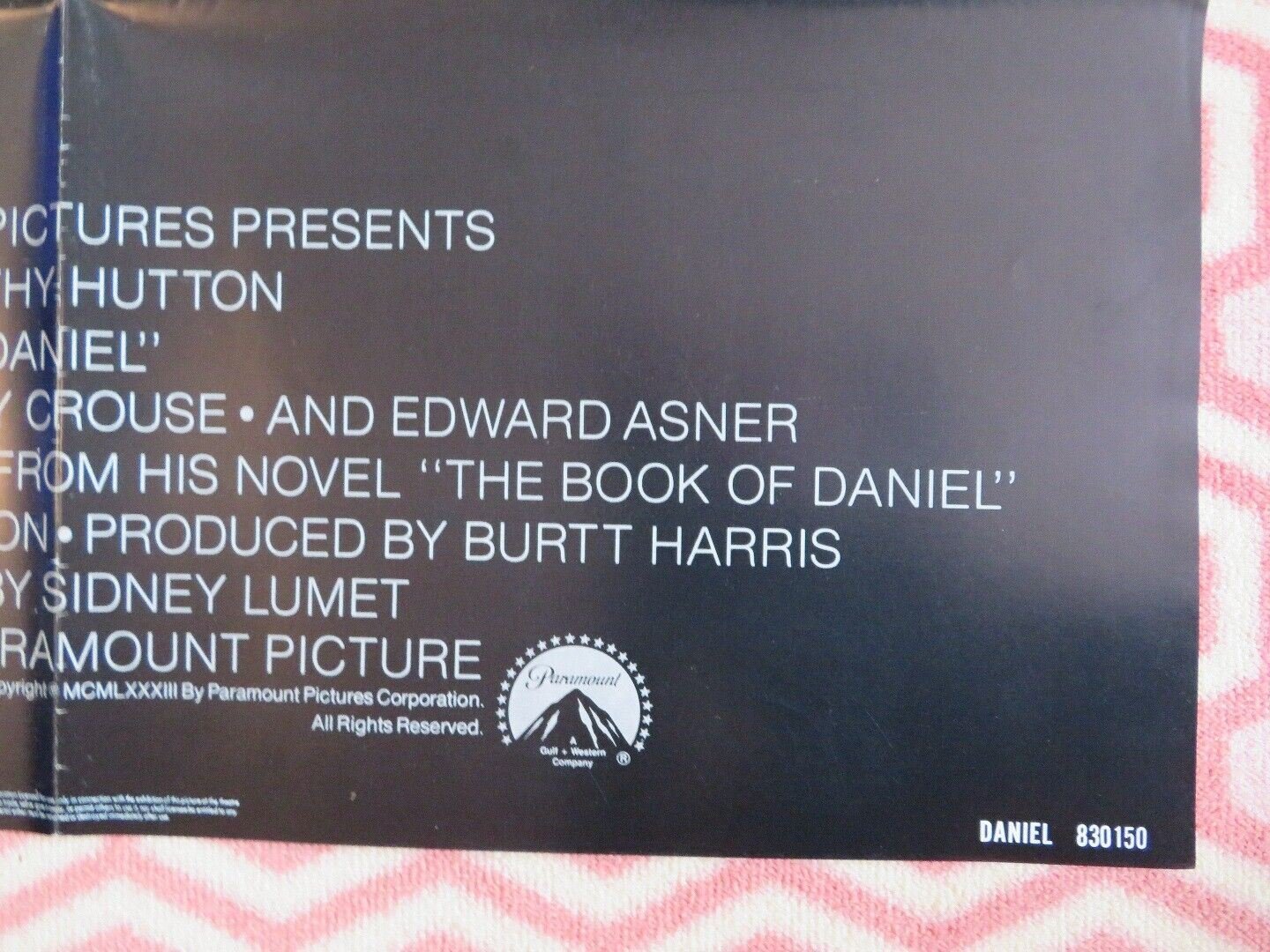 DANIEL US ONE SHEET POSTER TIMOTHY HUTTON 1983 Movie posters