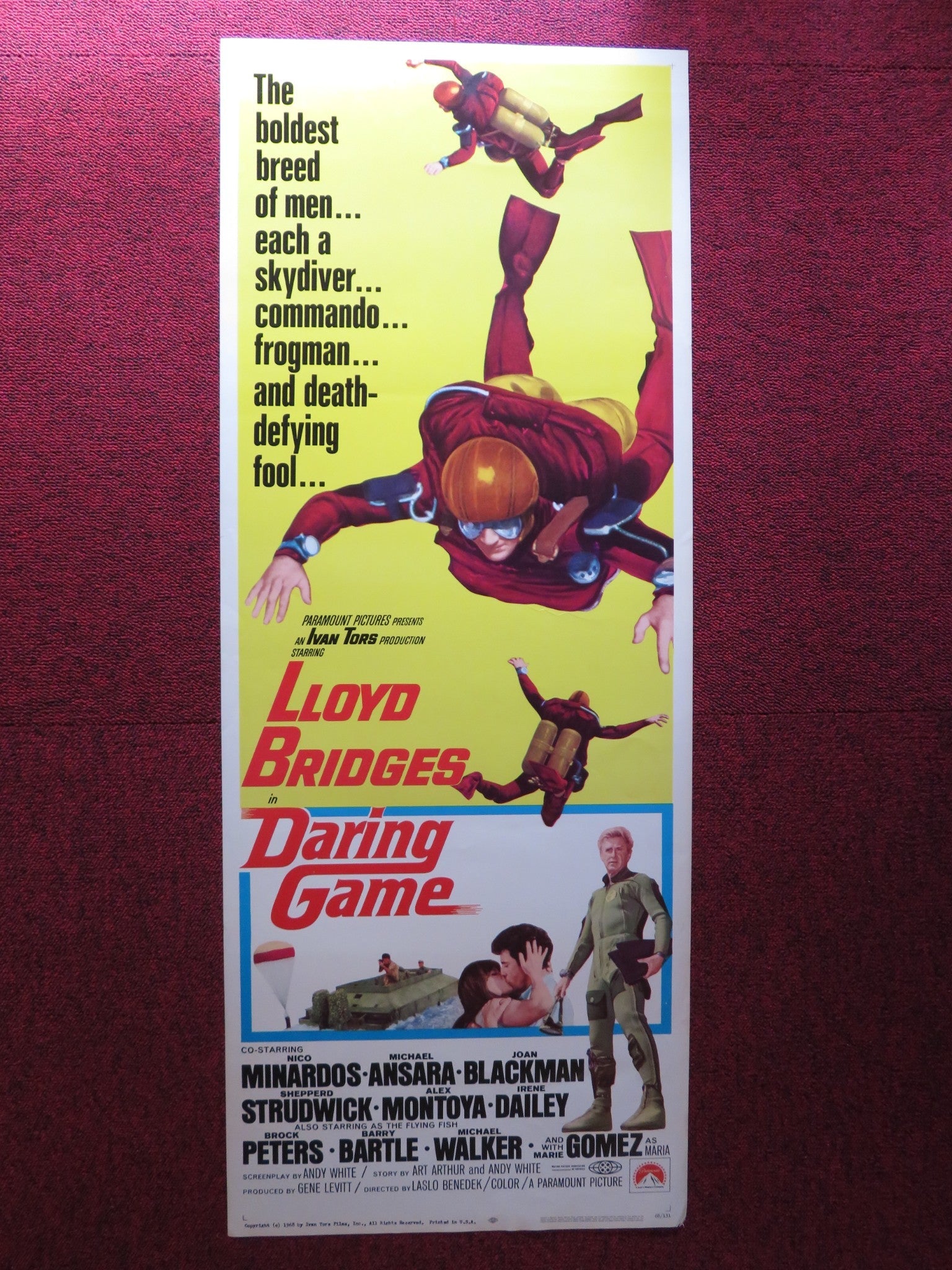 DARING GAME US INSERT (14"x 36") POSTER LLOYD BRIDGES NICO MINARDOS 1968 Rendezvous Cinema Movie posters