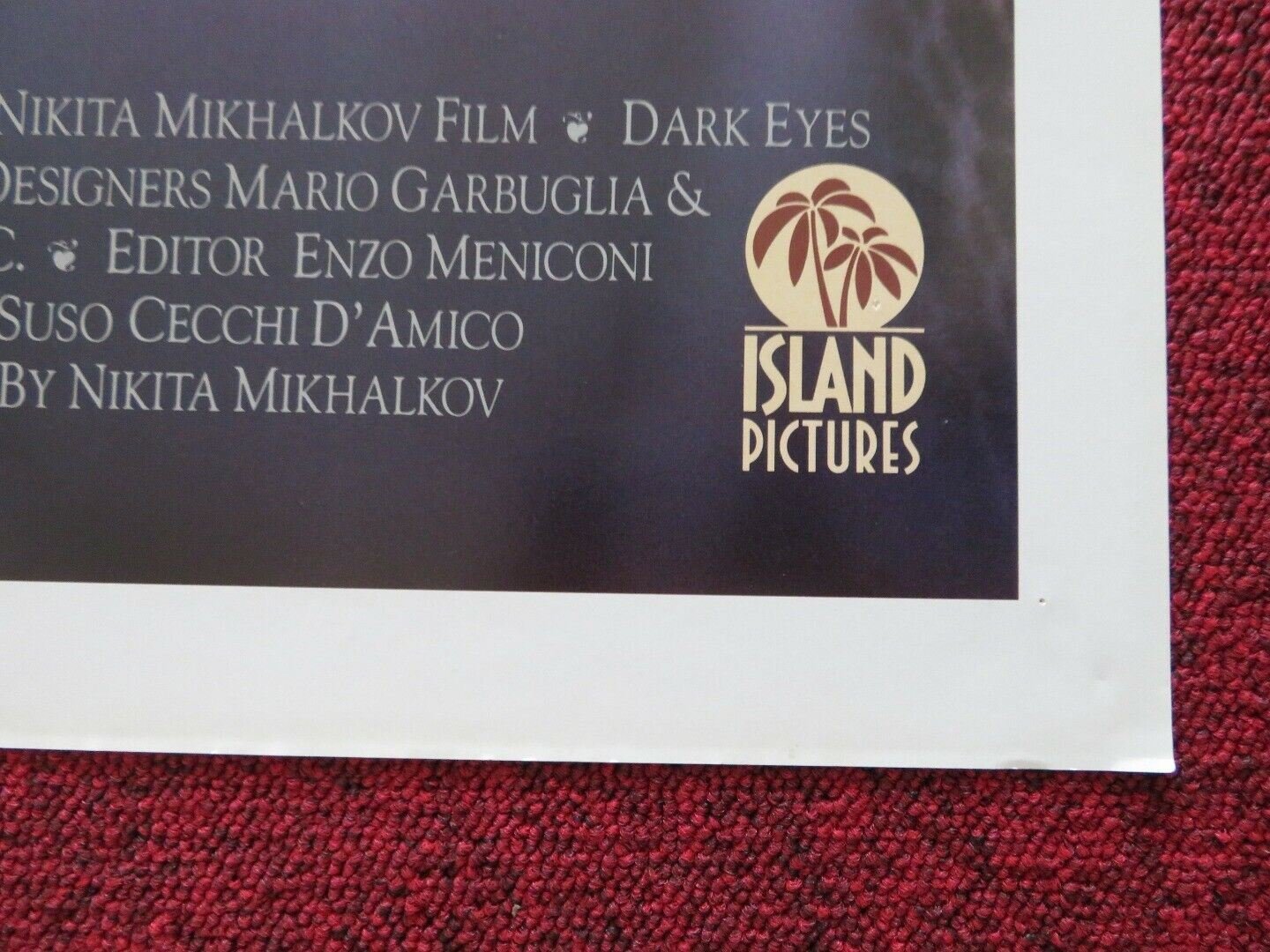 DARK EYES FOLDED US ONE SHEET POSTER MARCELLO MASTROIANNI MARTHE KELLER 1987 - Rendezvous Cinema