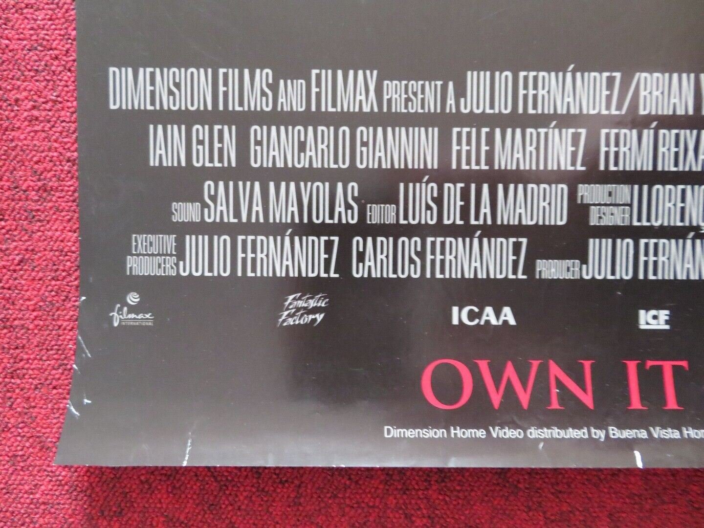 DARKNESS DVD US ONE SHEET ROLLED POSTER ANNA PAQUIN LENA OLIN 2002 Movie posters