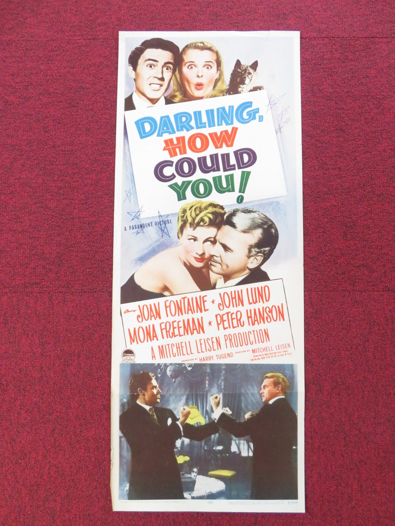 DARLING, HOW COULD YOU! US INSERT (14"x 36") POSTER JOAN FONTAINE JOHN LUND 1951 Rendezvous Cinema Movie posters