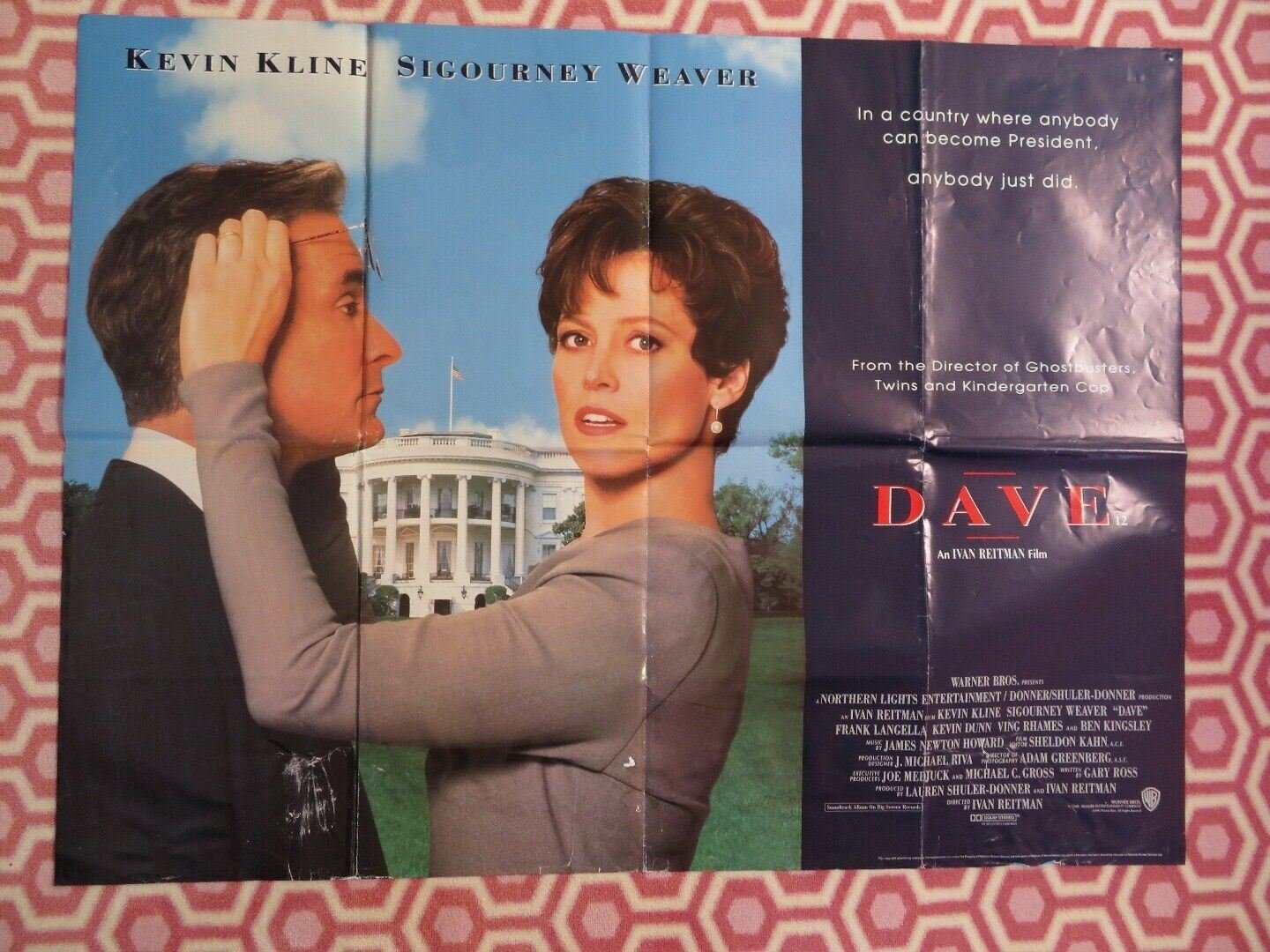 DAVE UK QUAD POSTER FOLDED KEVIN KLINE SIGOURNEY WEAVER IVAN REITMAN Rendezvous Cinema Movie posters