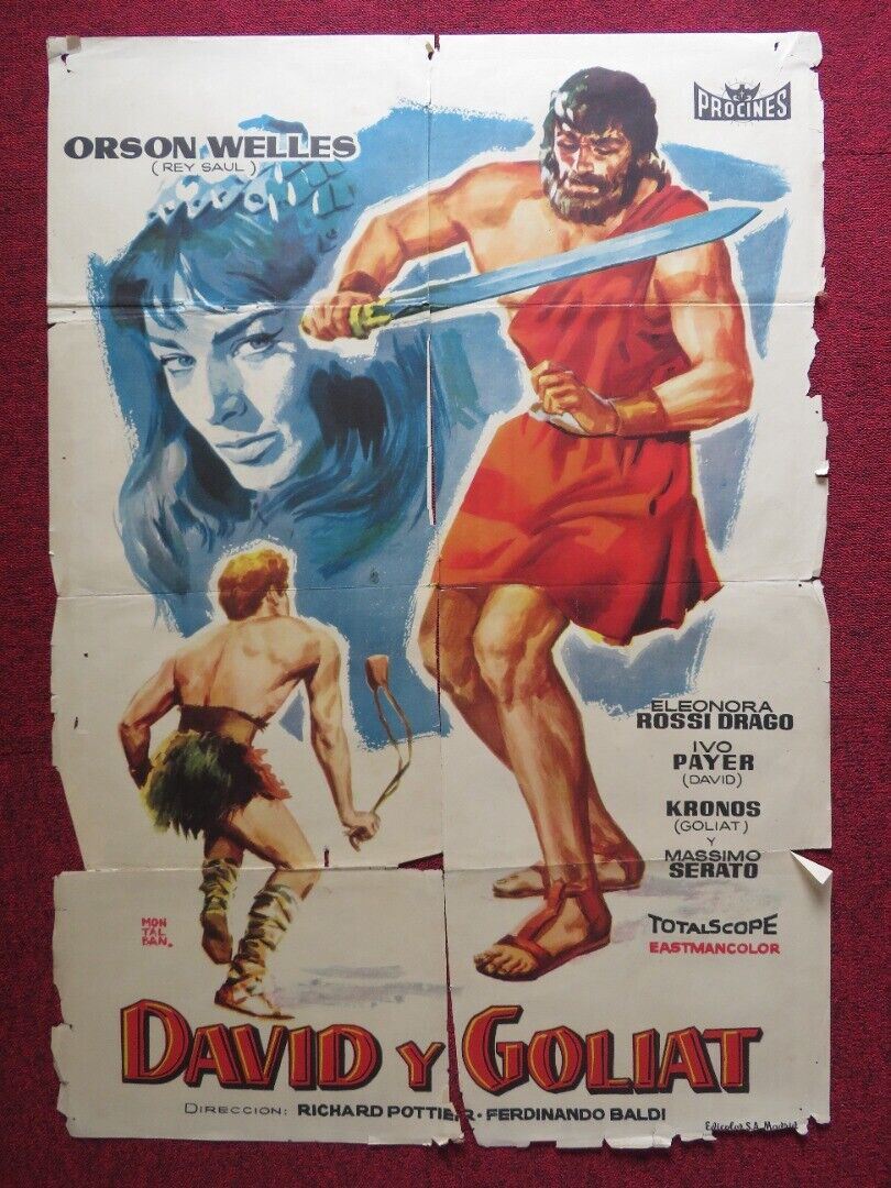 DAVID AND GOLIATH SPANISH ROLLED POSTER ORSON WELLES IVICA PAJER 1960 Movie posters